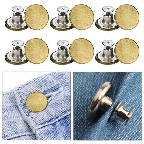 Pack Of 12 17mm Snap Jeans Buttons Replacement Repair Studs No Sewing