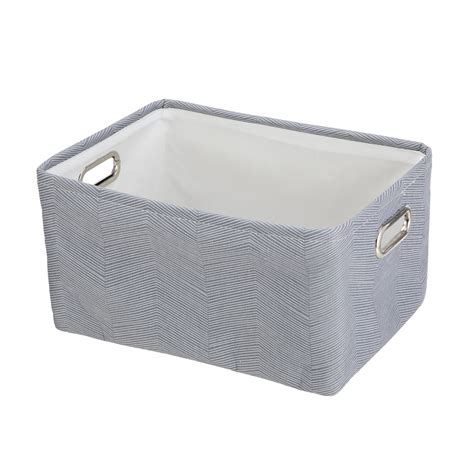 Mainstays Grey Herringbone Canvas Storage Basket With Handles