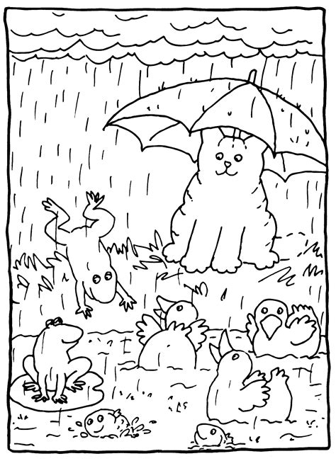Dikkie Dik in de regen Kleurplaten, Regen knutselen, Kleurplaten voor