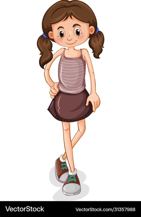 Cute Young Girl Cartoon Character Royalty Free Vector Image