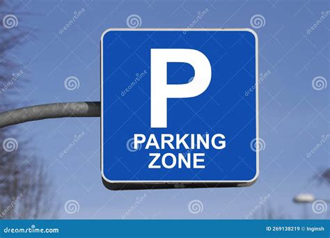 Blue Parking Zone Sign Against A Blue Sky Stock Image Image Of