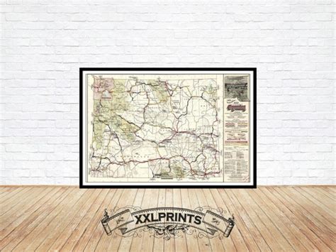 Old Map Of Wyoming And The States Highways 1932 Antique Etsy