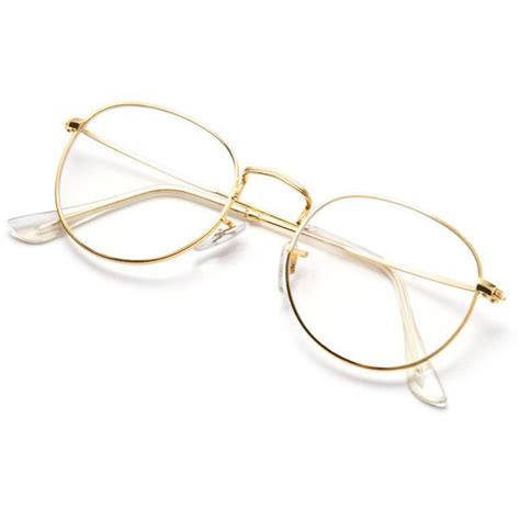 Gold Frame Clear Lens Glasses 799 Liked On Polyvore Featuring