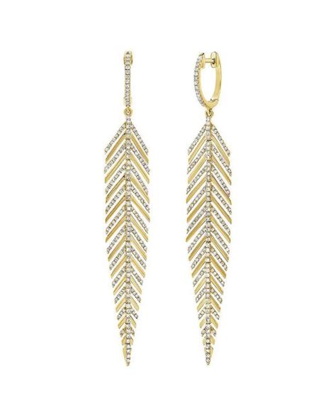 Sabrina Designs 14k 098 Ct Tw Diamond Feather Dangle Earrings In