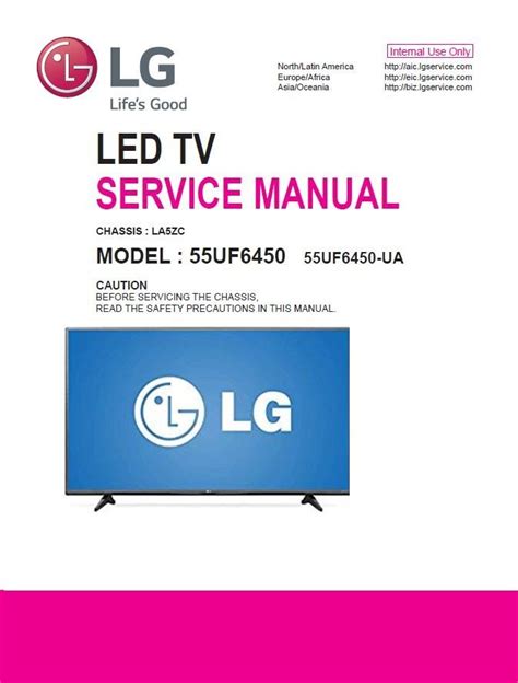 LG 55UF6450 4K Ultra HD LED Smart LED TV Service Manual + Schematics