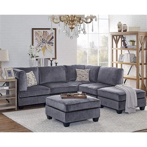 Gray Velvet 6pc Modular Sectional Sofa Cymax Business