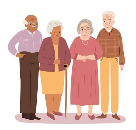 Premium Vector Group Of Seniors Happy Elderly People Standing
