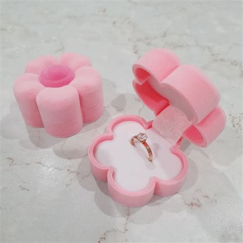 Pink Flower Ring Box T Box Jewelry Box Proposal Box Etsy