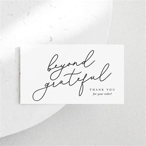 A Thank Card With The Words Beyond Grateful Written On It In Cursive