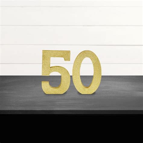 Glitter Gold 50 Mdf Sign Set 9in Numbers Party City