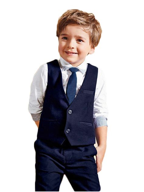 4pcs Toddler Kids Boy Formal Suit Tops Waistcoat Pants Tie Gentleman