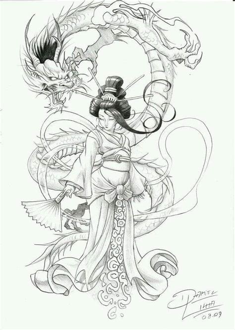 Pin By Erza Scarlet On Art Geisha Tattoo Design Japanese Dragon