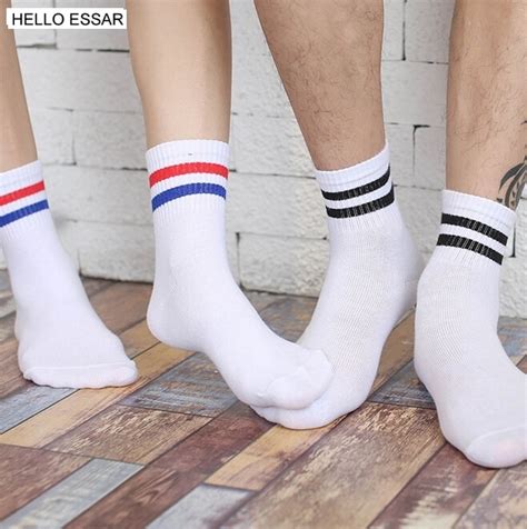 Classic Long Two Striped Socks Retro Old School Of High Quality Cotton For Women Men Skate Socks