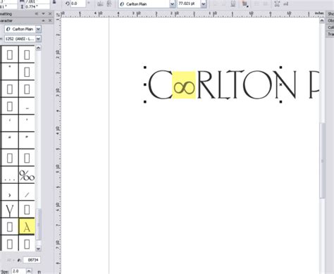 Insert Character Not Working Correctly With OT Fonts CorelDRAW X 28160