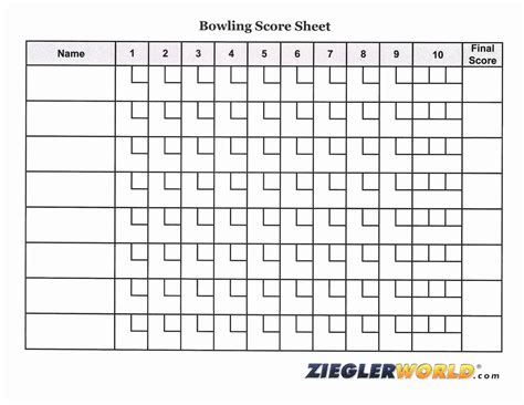 Bowling Scorecard Digitaler Download Zum Ausdrucken Punkte Etsyde
