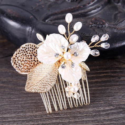 Wedding Bridal Hair Combs Vintage Gold Hairpins Prom Jewelry Flower
