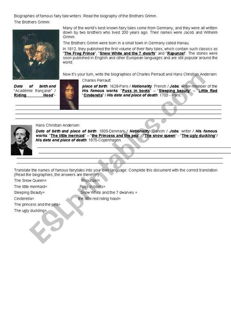 Biographies Of Famous Author Esl Worksheet By Aelenia