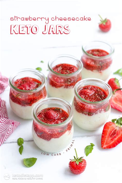 My keto berry swirl cheesecake was quite a hit and my lemon in this recipe i used my keto peanut butter cookies for the base. Keto Strawberry Cheesecake Jars | KetoDiet Blog