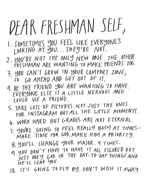 Dear Freshman Self High School Quotes