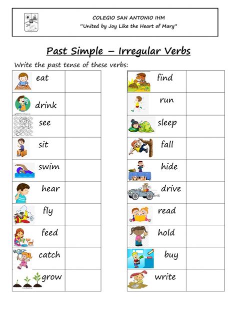 Past Simple Irregular Verbs Activity For 3 Verbs Activities Simple