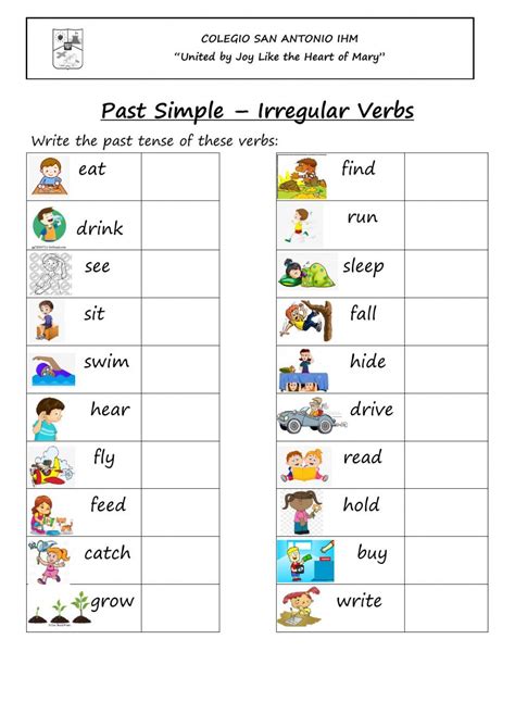 Past Simple Irregular Verbs Activity For Verbs Activities