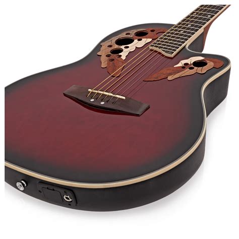 Deluxe Roundback Electro Acoustic Guitar By Gear4music Red Burst