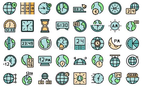 Time Zones Icons Set Vector Flat Stock Vector Illustration Of America