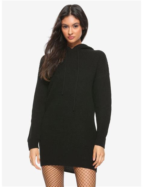Black Hooded Sweater Dress Hot Topic