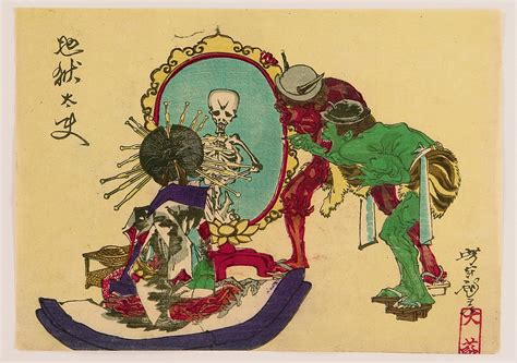 The Courtesan Jigokudayū Sees Herself As A Skeleton In The Mirror Of