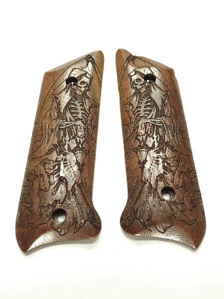 Walnut Grim Reaper Ruger Mark Iiiii Grips Checkered Engraved Textured