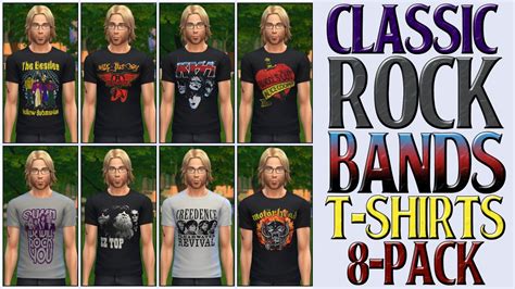 Top Sims4 Downloads Classic Rock Bands T Shirts 8 Pack Classic Rock