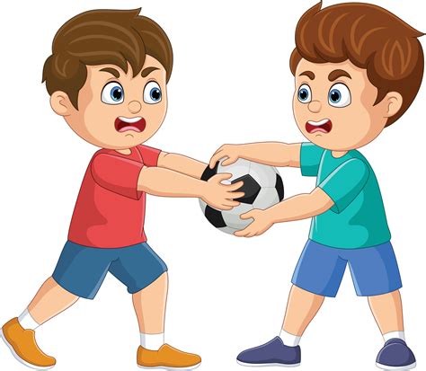 Dibujos Animados De Dos Niños Peleando Por Un Balón De Fútbol 15219768