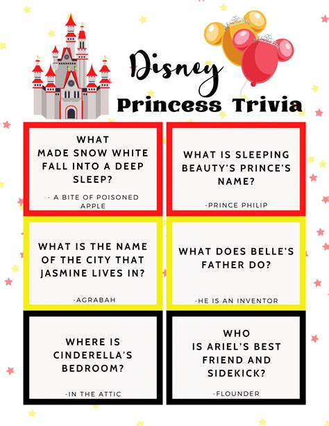 Disney Princess Trivia Quiz Questions Free Printable The Life Of