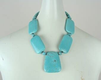 Turquoise Bib Necklace Statement Etsy