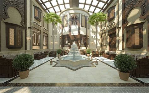 An Interior Design For A Residential Atrium On The Arabic Style