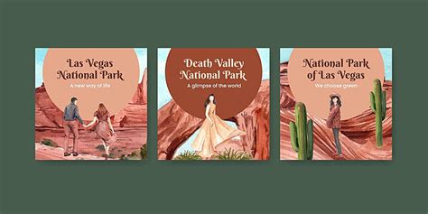 Watercolorstyled Banner Template Featuring National Parks Of The United