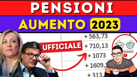 UFFICIALE TABELLA AUMENTO PENSIONI 2023 TUTTI I NUOVI IMPORTI Da