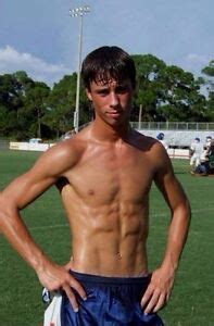 Shirtless Male Football Jock Hunk Lean Athletic Build Practice PHOTO