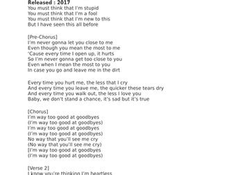See me cry) (i'm way too good at goodbyes). the best thing EVER by alfiegalley123 - Teaching Resources ...