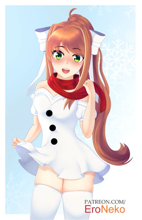 Monika Is Looking Beautiful In A White Dress For Christmas 💚💚💚 By Eroneko Senpai On Deviantart