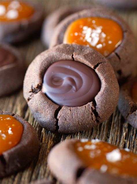 Salted Caramel Chocolate Filled Thumbprint Cookies