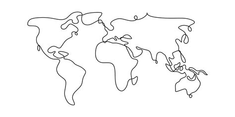Continuous Single Line World Earth Globe One Line Drawing Of World Map