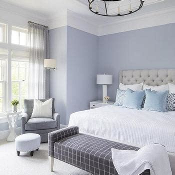 She's a fan of creating small seating areas to divide up a bedroom. Periwinkle Blue And Heather Gray Bedroom Design Ideas