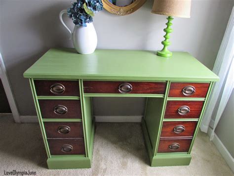 LoveOlympiaJune: Green Painted Desk with Wooden Drawers