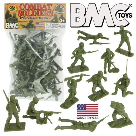 Bmc Classic Green Plastic Army Men 28pc Ww2 Soldier Figures Us Made