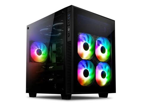 Anidees computer case with 10 white led fans. anidees AI-CRYSTAL-CUBE-PM Cube ATX Tempered Glass Gaming ...