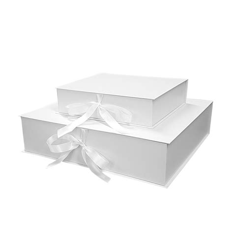 White T Box With Ribbon 2 Sizes Barry Packaging