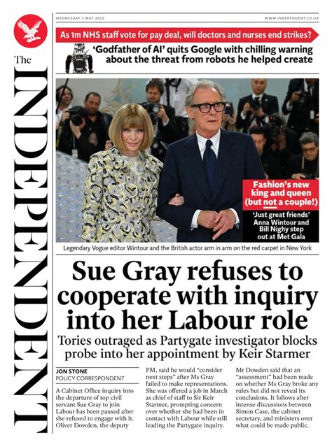Independent Front Page Rd Of May Tomorrow S Papers Today