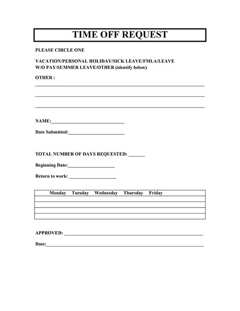 40 Effective Time Off Request Forms And Templates Templatelab