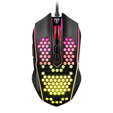 Pictek Honeycomb Gaming Mouse Rgb Wired Mouse 8000 Dpi Adjustable 8